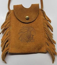 VTG Bloom Brothers Buckskin Leather Crossbody Flask Canteen Bag Boho Hippie