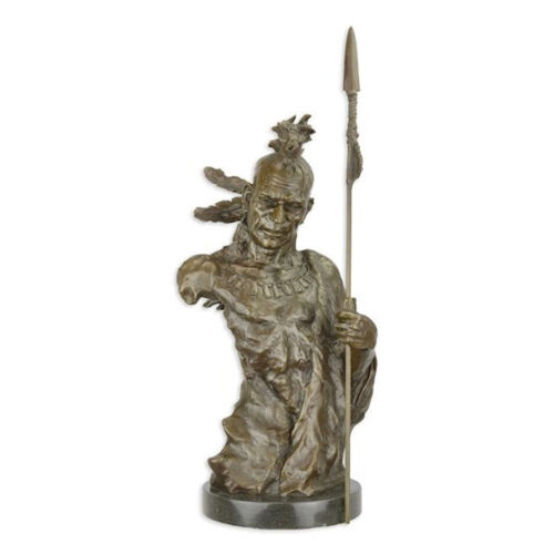 9934503-ds Bronze Skulptur Torso eines Indianers 22,5x22x48cm - Bild 1 von 1