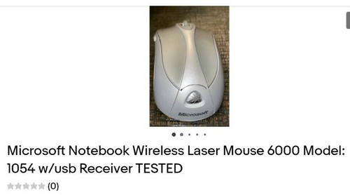 Microsoft Notebook Wireless Laser Mouse 6000 Model 1054 w/USB Receiver(TESTED) - Picture 2 of 2