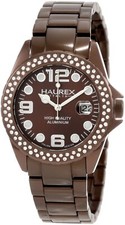 Haurex Italy Women's XK374DMM Ink Stones Luminous Crystal Brown Aluminum Watch