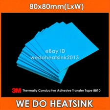 10pcs 3M 8810 80x80mm Blue Thermal Adhesive Transfer Heat Sink Cooler Tape