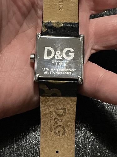 DOLCE & GABBANA LADIES SQUARE LOGO Black/Gold  LEATHER & FACE HI-FASHION WATCH - Picture 6 of 9