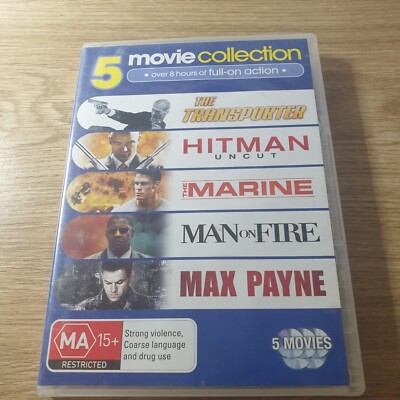 5 Action Movie Collection DVD R4 Transporter Hitman Marine Max Payne Man on Fire