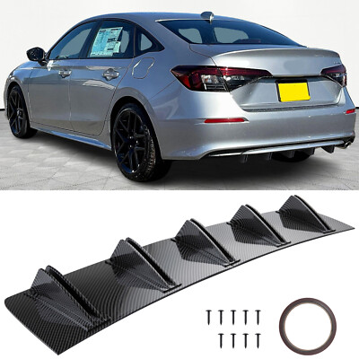 For Honda Accord Rear Diffuser 10 Fins Bumper Lip Splitter Spoiler Carbon Fiber