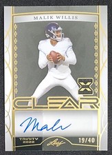 2022 Leaf Trinity Malik Willis Clear 19/40 Rookie Auto Football Card #CA-MW2