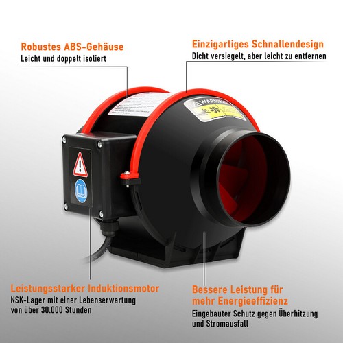 Rohrventilator mit Fernbedienung CE Wandlüfter 150mm Wand Leise Deckenlüfter - Imagen 3 de 6