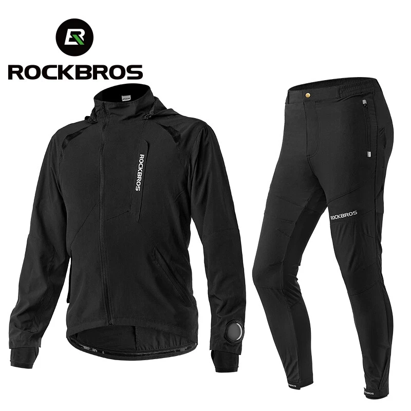 ROCKBROS Conjunto de chaqueta y pantalón de ciclismo para hombre a prueba de viento transpirable conjunto de pantalones de jersey Foto 2 de 4