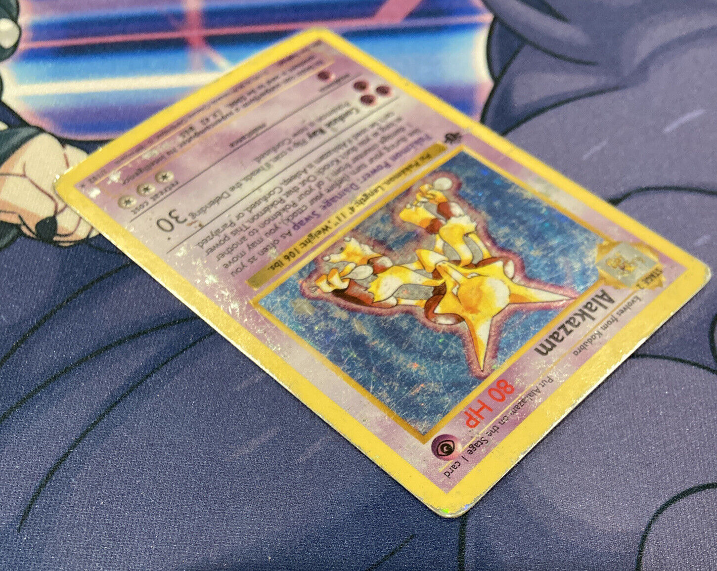 Pokemon 1st Edition Shadowless Holo Alakazam 1/102 Played Wizards Base Set