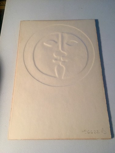 Mid Century Modern mcm Moonface Embossed Paper abstract Art - Picture 5 of 6