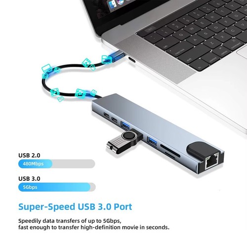 Multiport USB-C Hub Type C To USB 3.0 4K HDMI Adapter For Macbook Pro Fast Shipn - Picture 7 of 18
