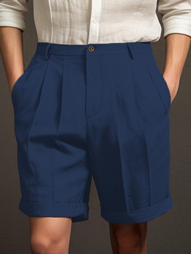 Short En Lin Et Coton Pour Hommes Pantalon Court Ample Et Décontracté Baggy ~ - Zdjęcie 15 z 29
