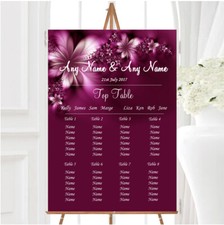 Beautiful Purple Personalised Wedding Seating Table Plan