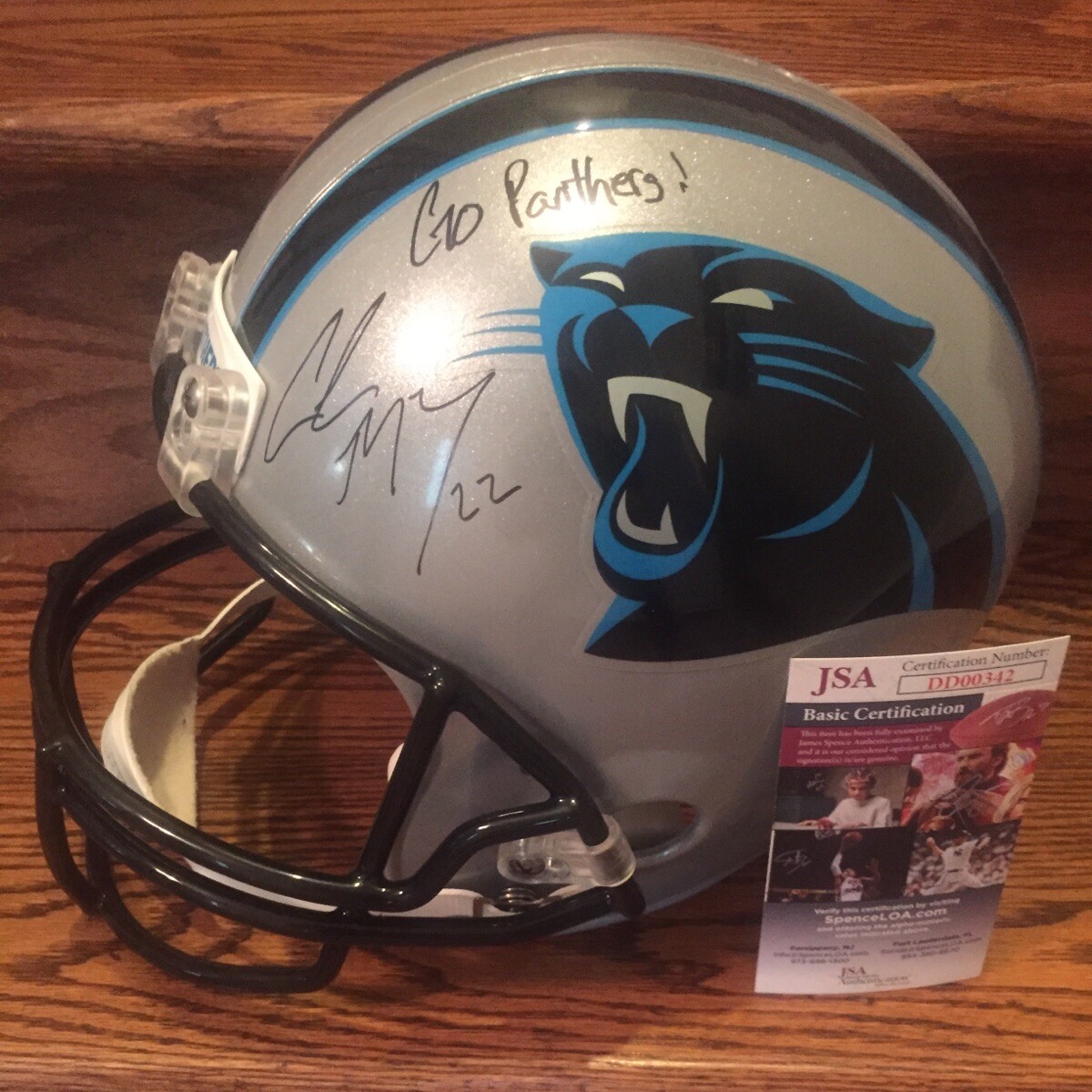 Christian MCCaffrey Autographed Signed Carolina Panthers Full Size Helmet JSA COA Inscribed 