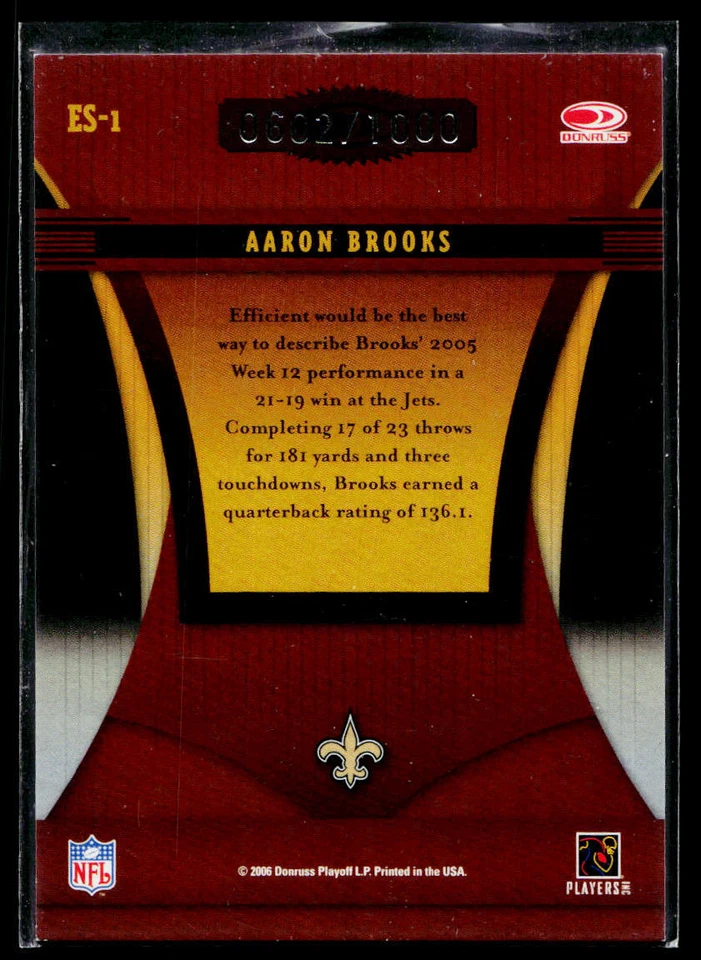 2006 Donruss Elite #ES-1 Aaron Brooks Series Gold #/1000 - Image 2 of 2