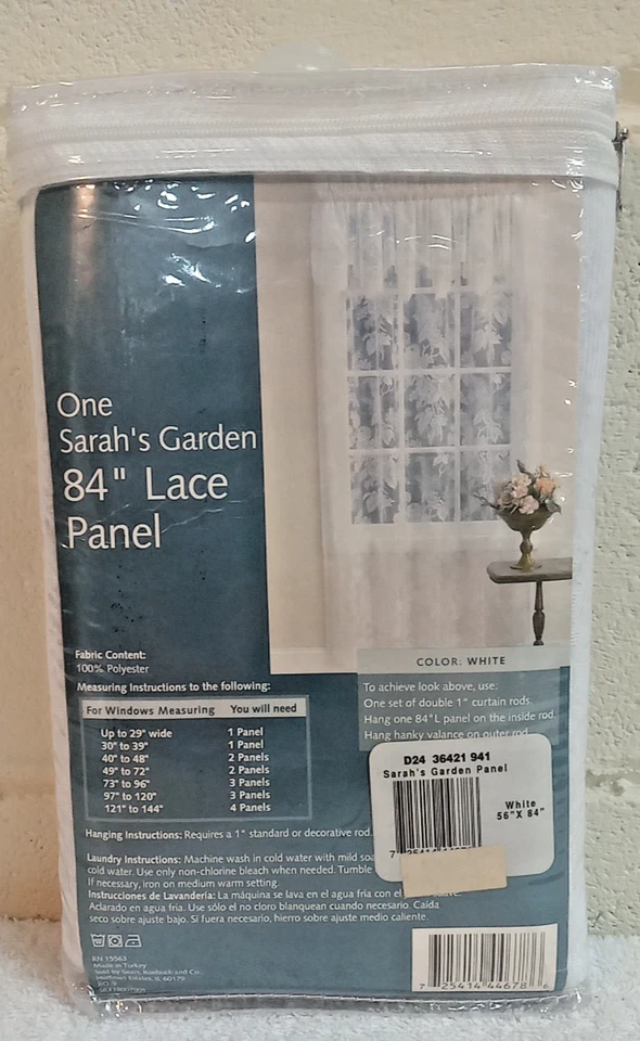 Juego de 2 paneles de encaje blanco transparente romántico para toda la casa Sarah's Garden 56" W × 84" L Foto 3 de 4