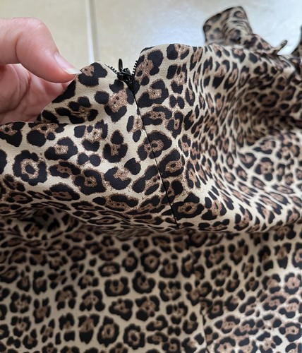Bardot Junior Size 10 Tan Brown Ra Ra Dress Leopard Print Ruffle Long Sleeve - Picture 14 of 16