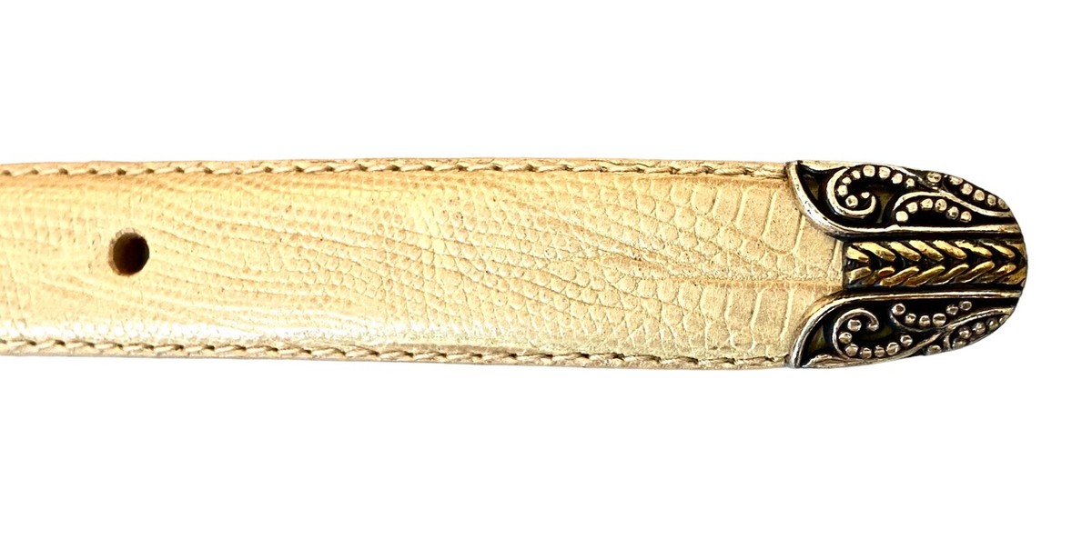 ARDEN LEATHER CO. TAN LIZARD-EMBOSSED ITALIAN LEATHER BELT  display picture 1