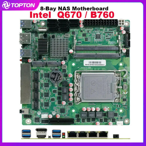 8-Bay B760 Q670 NAS Motherboard Intel 12-14th Gen LGA 17000Firewall Mini ITX