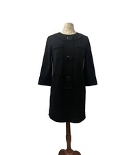 Michael Kors Women Vintage Black Wool Shift Dress Made In Italy SZ 4