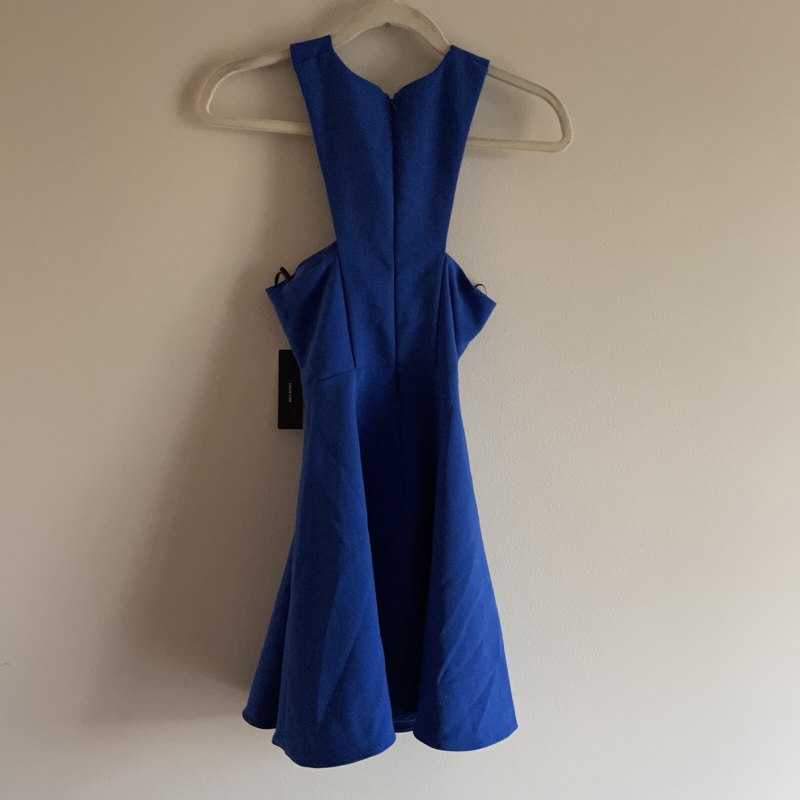 Lulus Wmn S Royal Blue Sleeveless Criss Cross Halter Neck Norma Skater Dress NWT