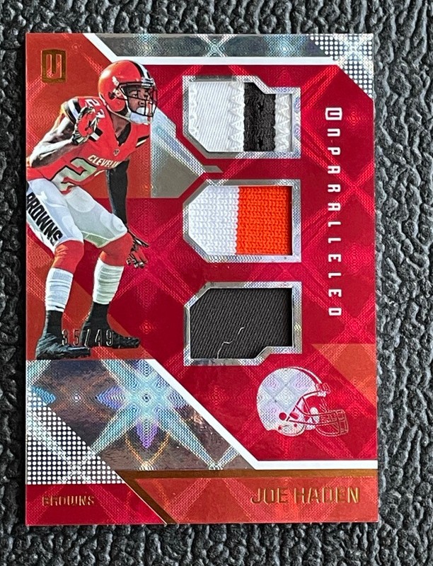 🔥JOE HADEN 2016 UNPARALLELED TRIPLE 6 COLOR GAME USED JERSEY PATCH /49!🔥BROWNS