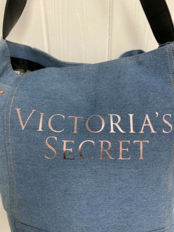 Bolso de Viaje Victoria's Secret Jean Azul Denim Playa Fin de Semana Grande Foto 4 de 4