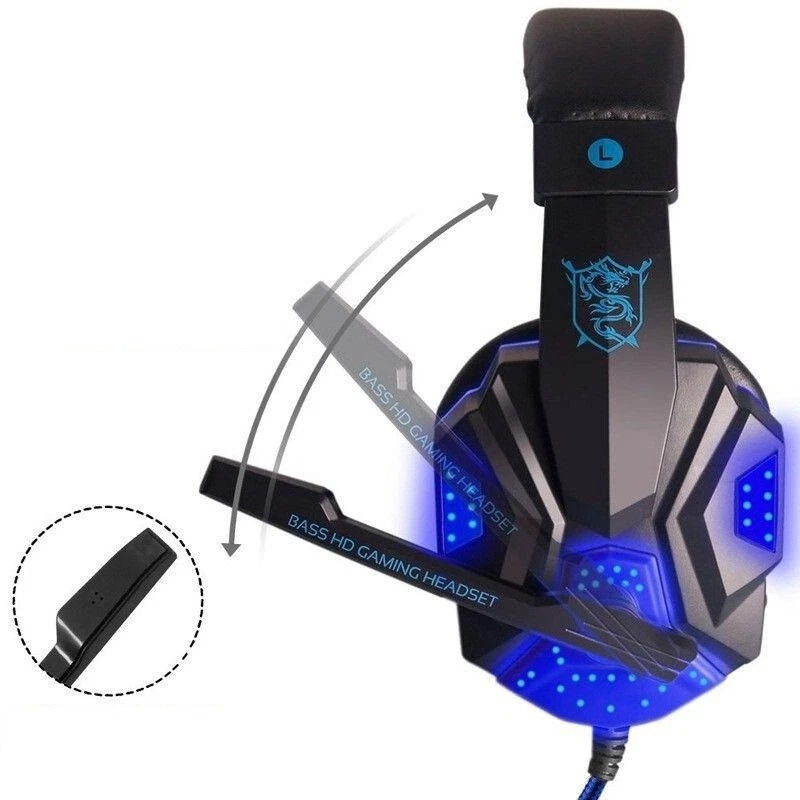 3D Gaming Headset Gaming Kabelgebundenes mit Mikrofon HD Stereo LED für PC Retoo - Bild 3 von 4