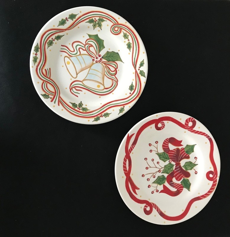 TWO  SONOMA LIFE STYLE Holiday Plates 8" Ceramic  Christmas