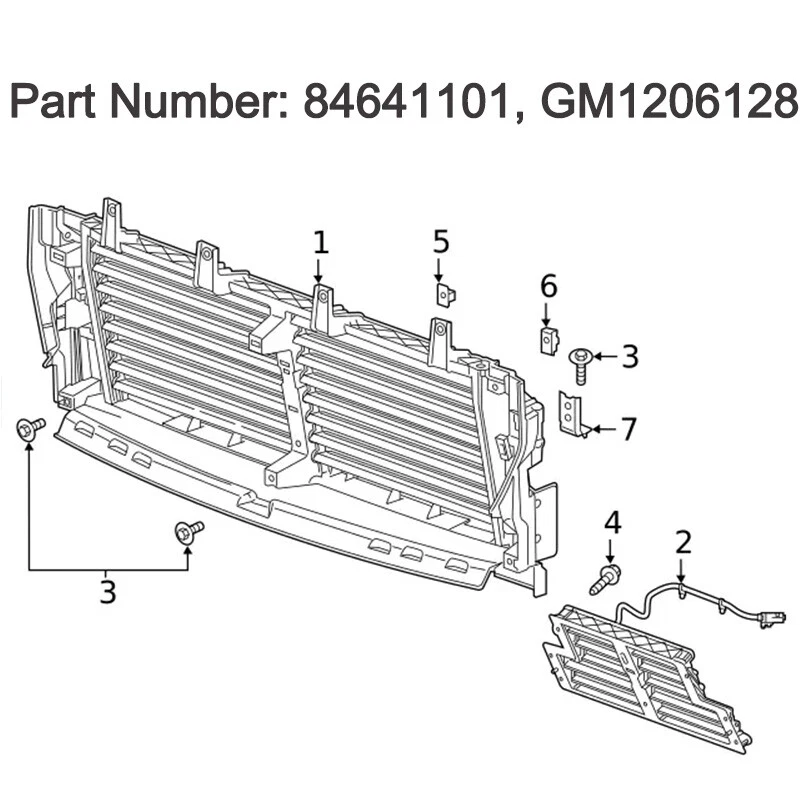 Front Upper Radiator Shutter Assembly 84641101 For GMC Sierra 1500 2019-2021 22 - Image 2 of 4