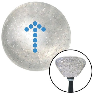 Blue Dotted Directional Arrow Up Clear Retro Metal Flake Shift Knob M16x1.5 Auto