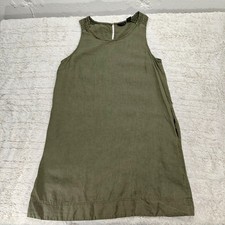 Tahari Linen Overall Dress Jumper Womens M Green Gorpcore Lagenlook Indie Folk