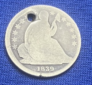 1839-O US Seated Liberty Dime 90% Silver Good Condition Variety 2 (1838-1853)