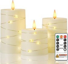 Flameless Candles with Remote Timer, Flickering Battery Operated LED Pillar Fake