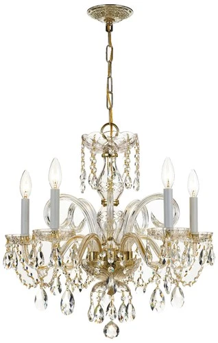 Crystorama Traditional Crystal 22" W 5-Light Brass Crystal Chandelier - Picture 1 of 5