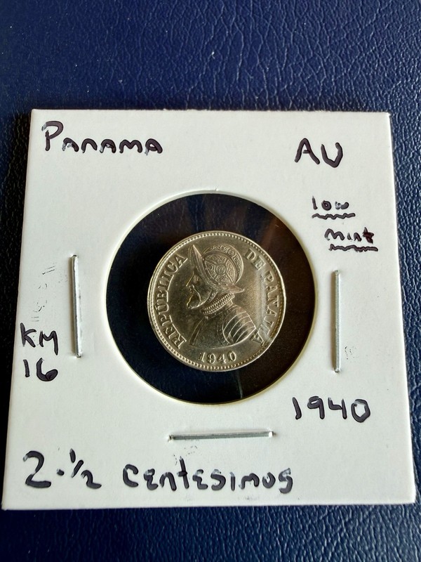 panama 1940 2 1/2 centesimos About Uncirculated FREE SHIP!