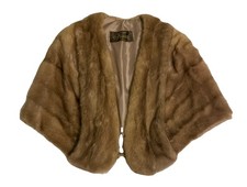 Vintage Light Golden Brown Mink Fur Stole Shawl Fine  s Savannah NEEDS RESEWN
