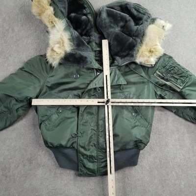 Vintage USAF N-2B Heavy Bomber Jacket Mens Medium Green Fur Hood