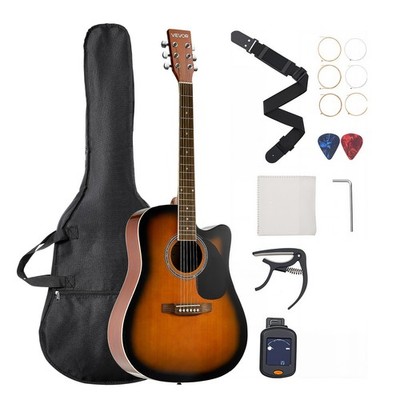 VEVOR Elektro Akustische Gitarre Cutaway Anfänger 1041,4mm Erwachsene Sunburst