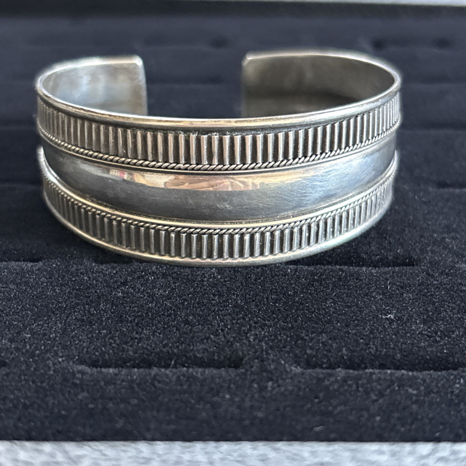 Sterling Silver Adjustable Cuff Bangle Bracelet S… - image 3