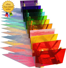 12 Sheets Rainbow Transparent Stained Glass Sheet, 4 X 6 Inch Cathedral Art Glas