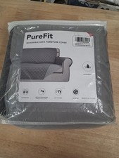 PureFit Gray Reversible Quilted Sofa Cover Water Resistant Slipcover