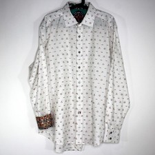 Robert Graham Mens XL Geometric Patterned Flip Cuff Button Up Shirt N1438