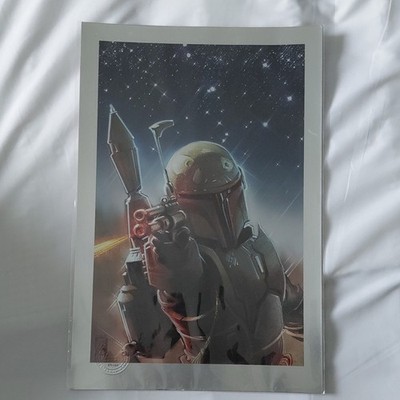 Boba Fett Gunslinger Art Print Chad Hardin Limited Edition Signed 12x18 COA