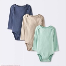 Baby 3pk Solid Wide Ribbed Bodysuit 3-6M *SEE DEAL!!!*