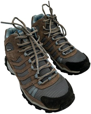 columbia women's armitage lane mid waterproof grey steel / blue sky size 6 w/box