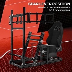 Supllueer 4080 Aluminum Racing Simulator Cockpit With Triple Monitor Mount &Seat
