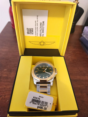 Invicta 46836 Men's 42mm Quartz Wristwatch Green Dial Two-Tone Bracelet 100m