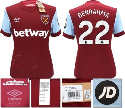 NEU MIT ETIKETT 2023 2024 UMBRO WEST HAM HEIMTRIKOT BENRAHMA 22 HERREN SMALL
