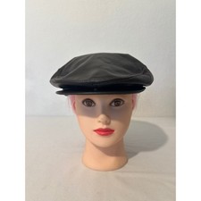 Mens Dark Brown Genuine Leather Flat Cap Driving Hat Made in USA Size Medium