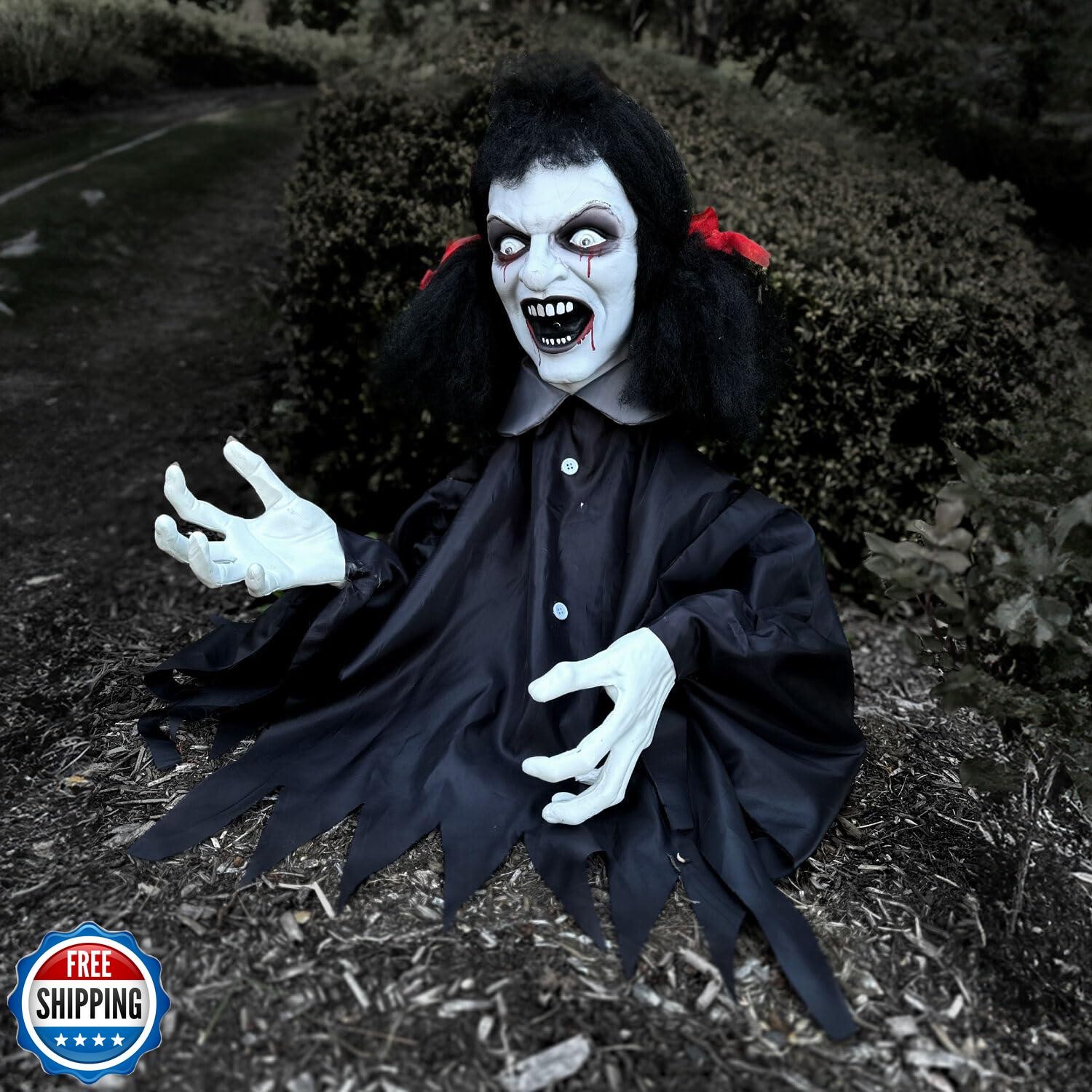 Haunted Hill Farm 20-in Animatronic Hanging Demon Girl Groundbrea